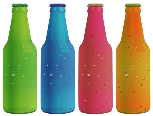 Fyra färgglada flaskor — Stock vektor