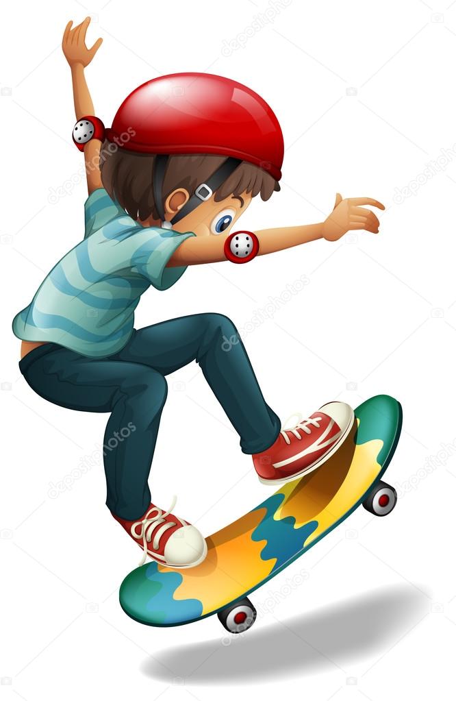 A little man skateboarding
