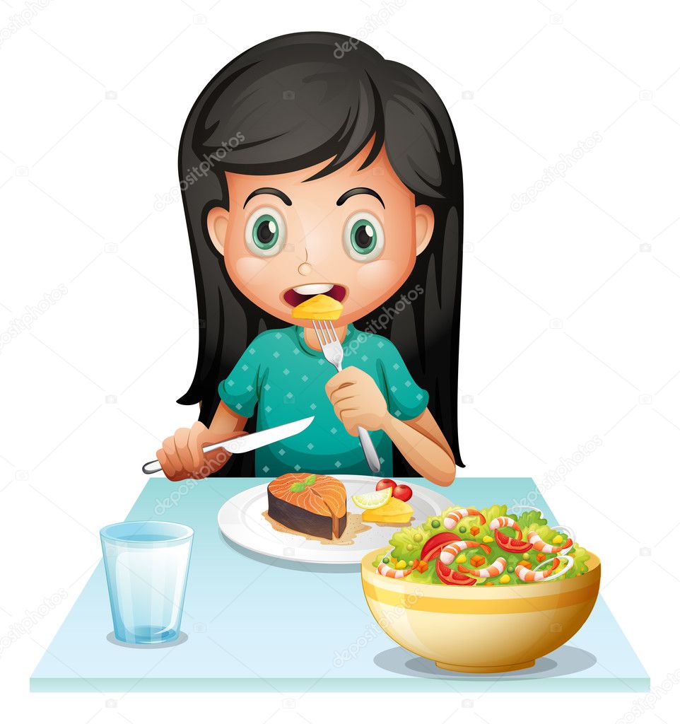A girl eating her lunch Stock Vector Image by ©interactimages #45564103