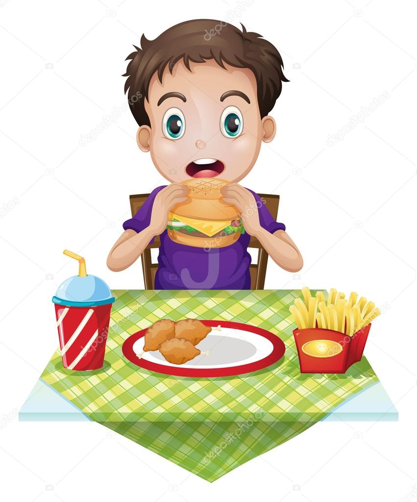 A boy eating