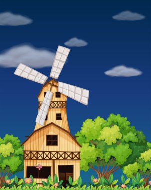 Ormanın ortasında ahşap bir barnhouse