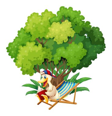 Ağacın altında okuma bir ördek