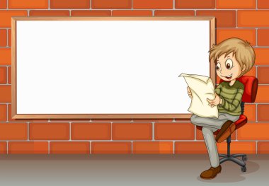 bir iş adamı boş Pano okuma