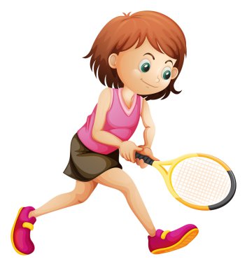 Tenis oynarken sevimli küçük bir kız