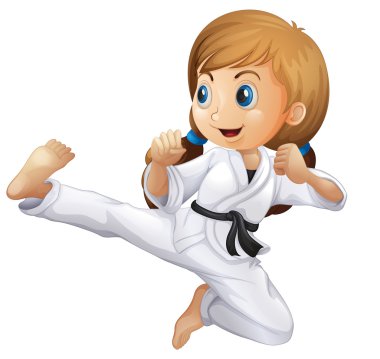 A young girl doing karate clipart