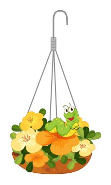A hanging plant with a caterpillar clipart