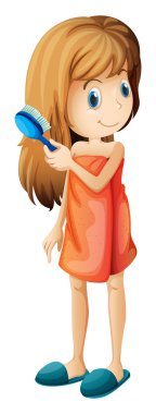 A teenager combing her hair clipart
