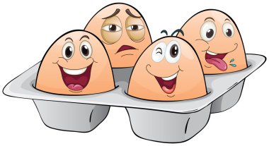 An eggtray with four eggs clipart