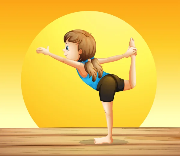 Una giovane donna che fa yoga — Vettoriale Stock