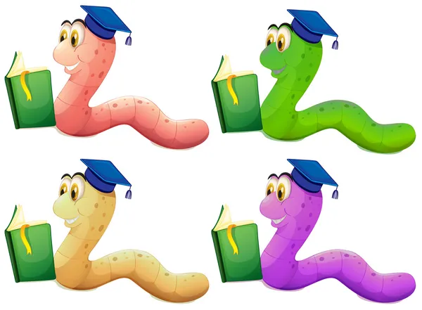 Worms reading — Stock Vector