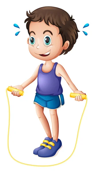 A young man playing with the skipping rope — Stock Vector