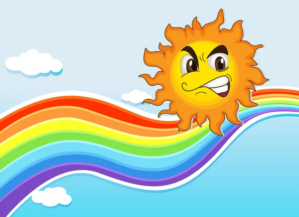 虹と怒っている太陽と空 — ストックベクタ