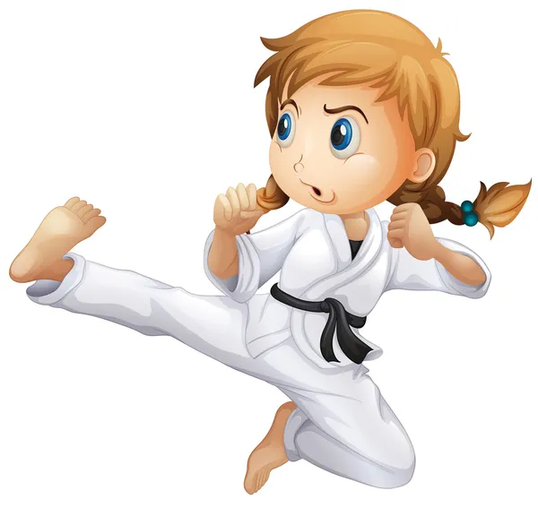 Una hembra haciendo karate — Vector de stock