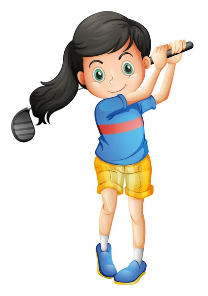 Una giovane ragazza che gioca a golf — Vettoriale Stock