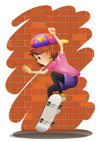 Ein energisches kleines Mädchen beim Skateboarden — Stockvektor