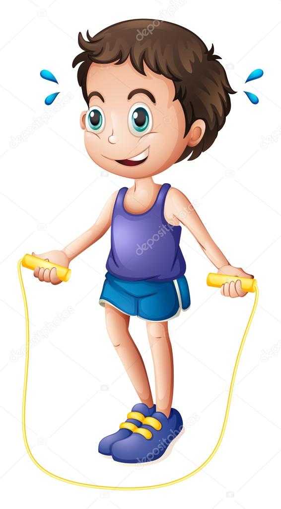 A young man playing with the skipping rope