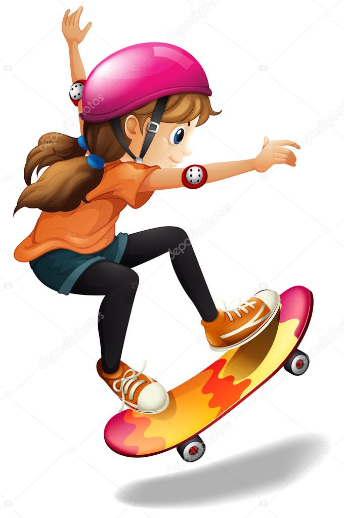 Pendiente Guau cien A girl skateboarding Stock Illustration by ©interactimages #46122471