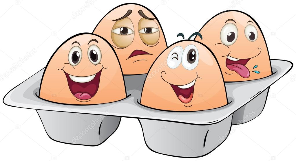 An eggtray with four eggs