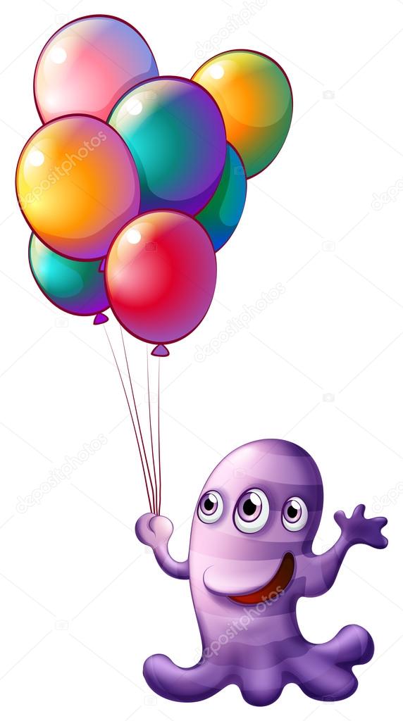 A monster holding balloons