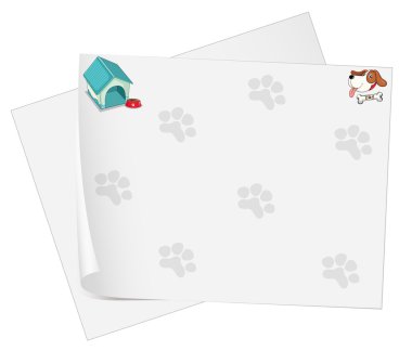 Empty stationery with animal footprints clipart
