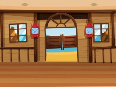 A saloon bar with two lamps clipart