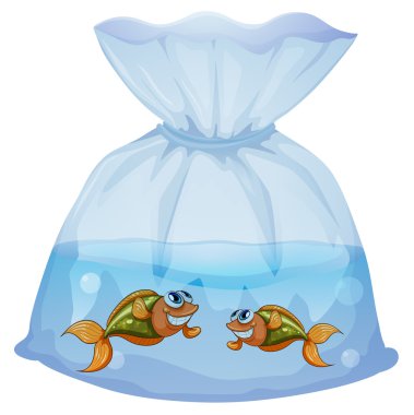 A pouch with fishes clipart