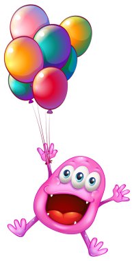 Balonlar ile mutlu bir canavar