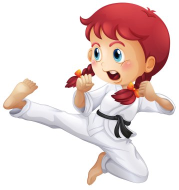 enerjik bir küçük kız karate yapıyor