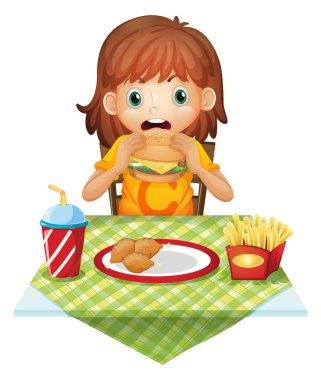 Aç, küçük bir kız yemek