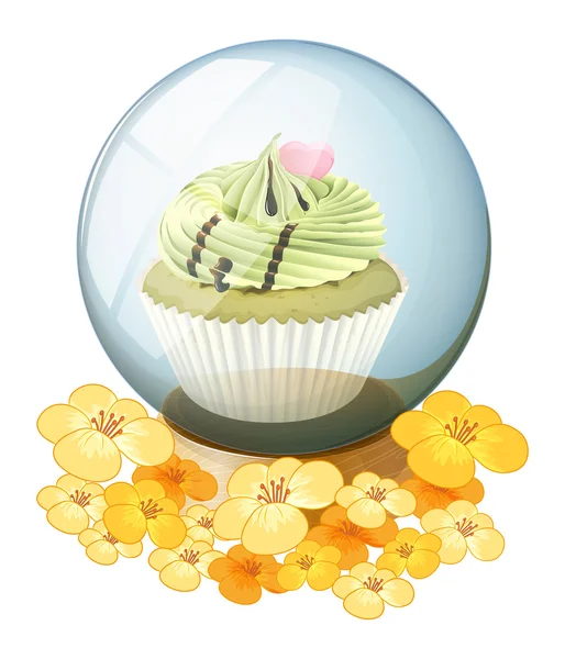 A crystal ball with a cupcake — Stock Vector