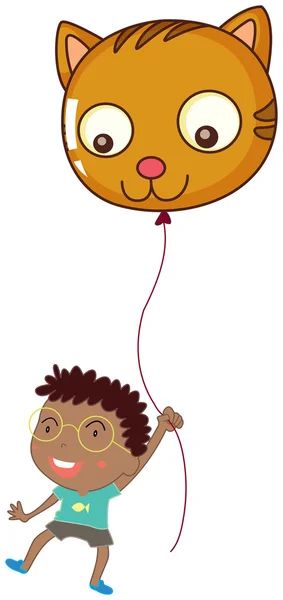 A boy holding a cat balloon — Stock Vector