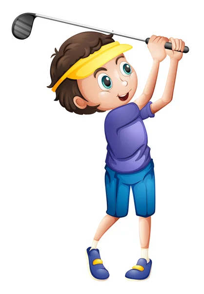 A young boy golfing — Stock Vector