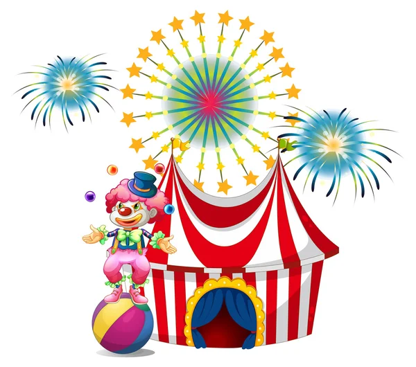 Een carnaval met een clown jongleren — Stockvector
