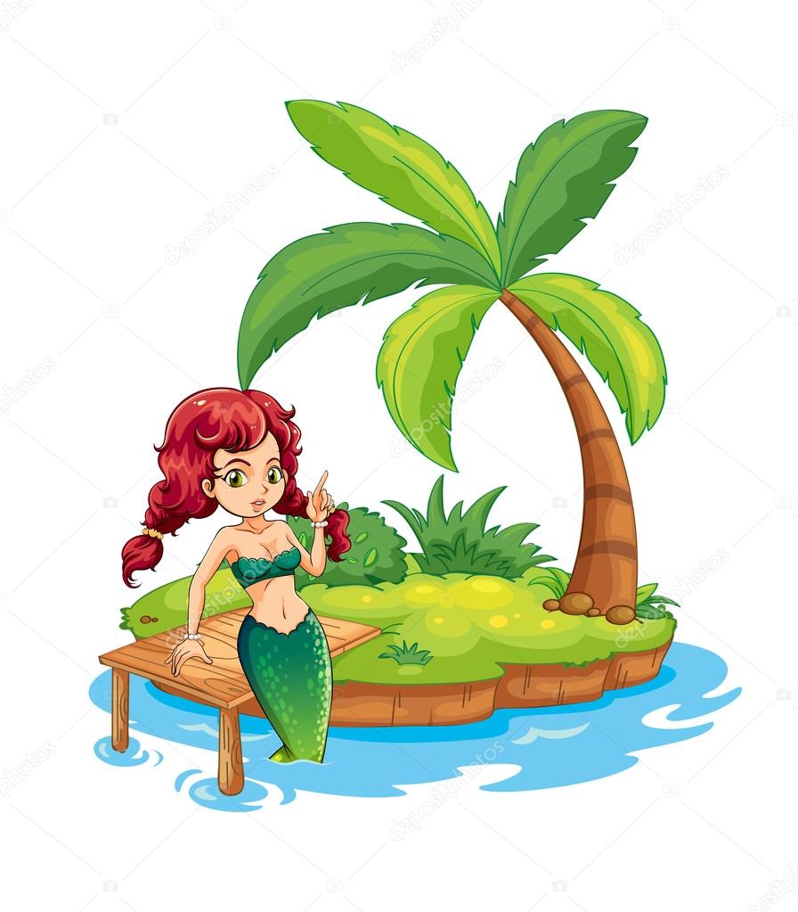 An island with a mermaid