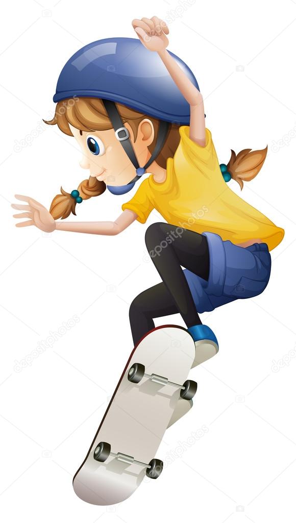 An energetic young woman skating