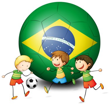 Futbol Brezilya bayrağı oynamak çocuklar