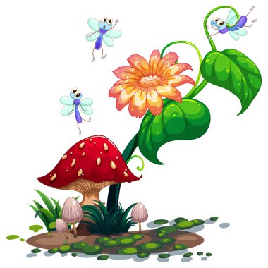 yusufçuk ile çevrili bitkiler