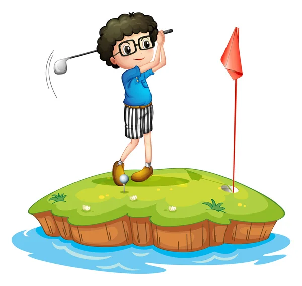 En ung man som spelar golf — Stock vektor
