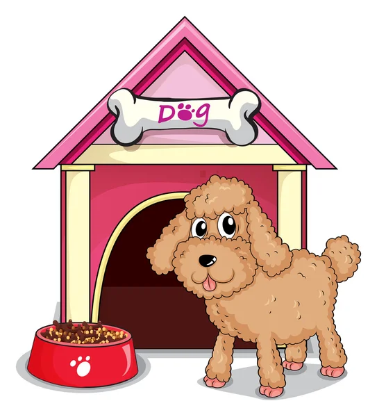 A puppy outside the doghouse — Stock Vector