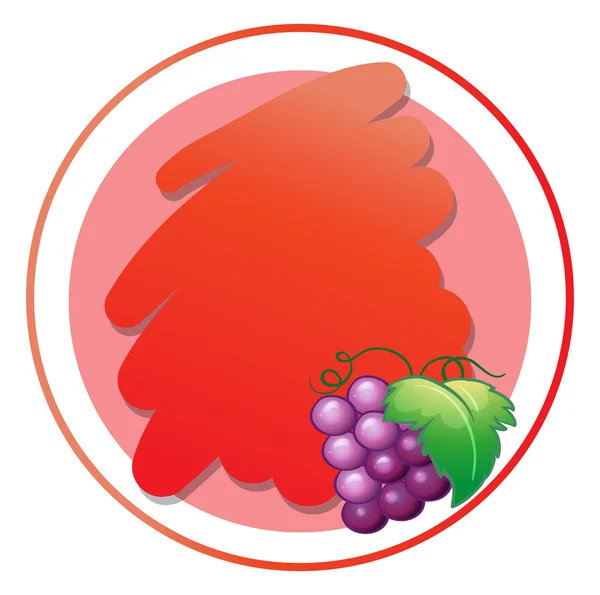 Una plantilla redonda vacía con uvas — Vector de stock