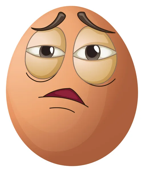 An egg with a tired face — Stock Vector