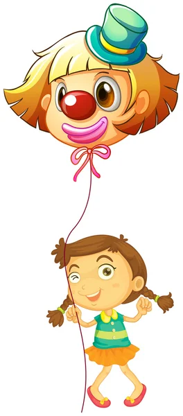 A young girl holding a clown balloon — Stock Vector