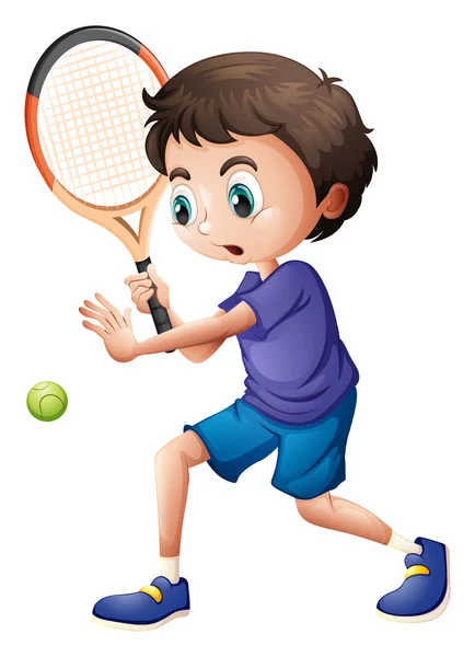 Un jeune garçon jouant au tennis — Image vectorielle
