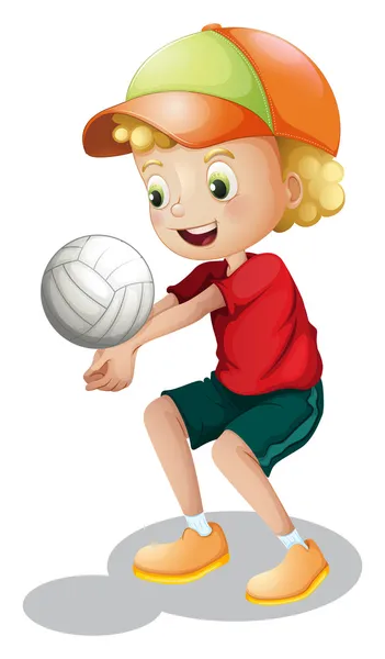 Un niño jugando voleibol — Vector de stock