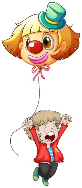 Un joven feliz sosteniendo un globo de payaso — Vector de stock