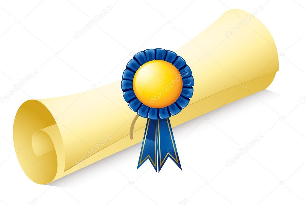 A paper scroll with a ribbon