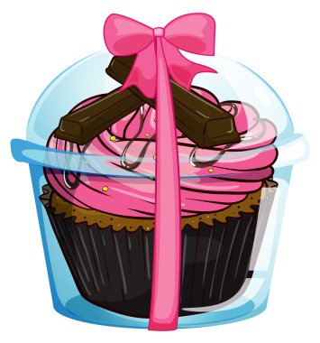 A cupcake with a pink icing clipart