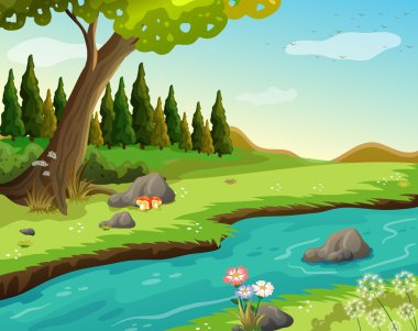 A river at the forest clipart