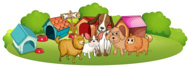 sevimli köpek doghouses dışında