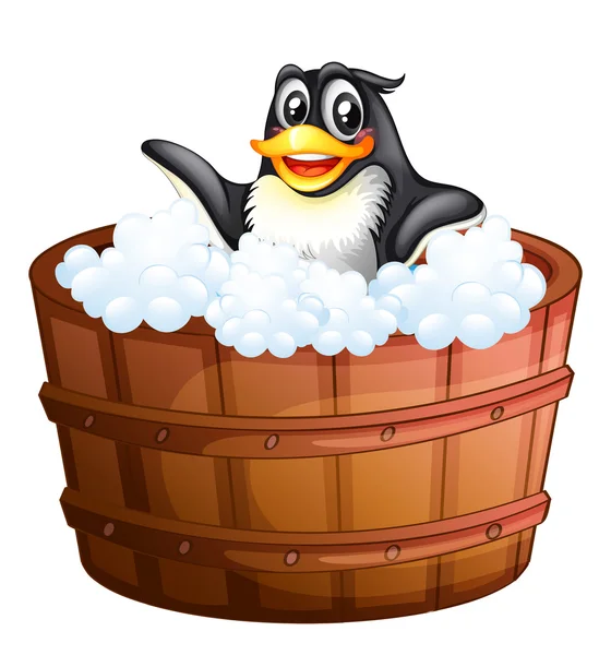 En pingvin på badkaret — Stock vektor